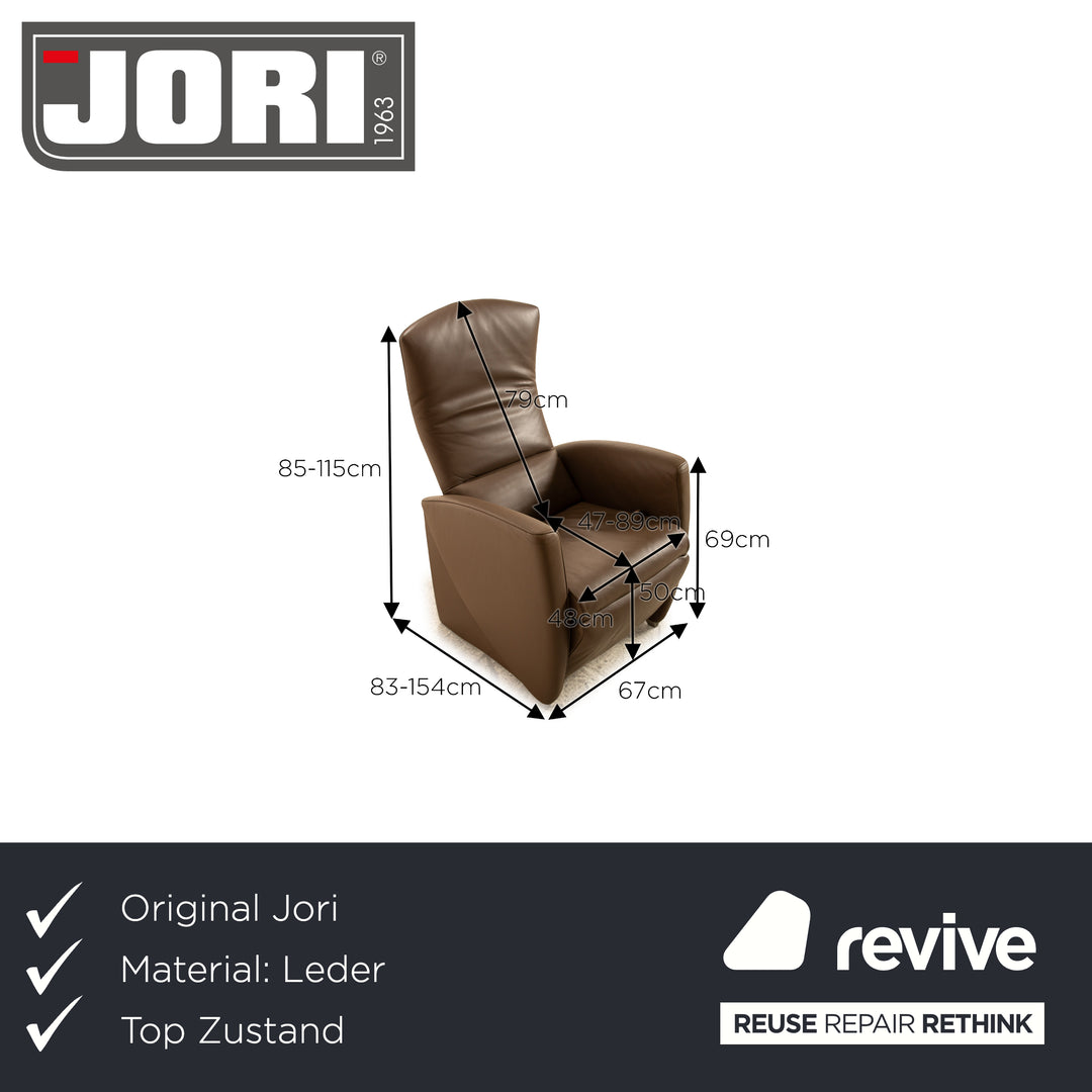 Jori leather armchair brown manual function relaxation chair