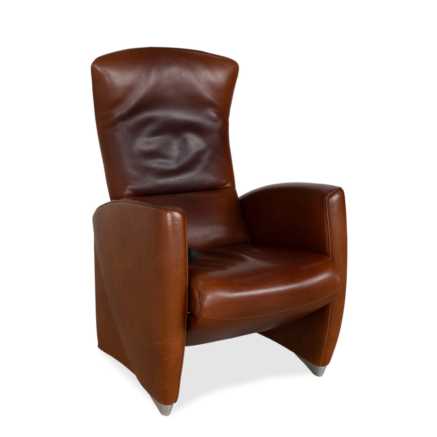Fauteuil en cuir marron Jori à commande manuelle