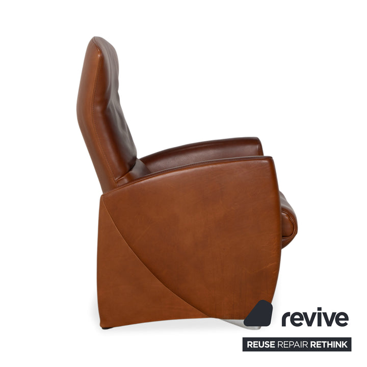 Fauteuil en cuir marron Jori à commande manuelle