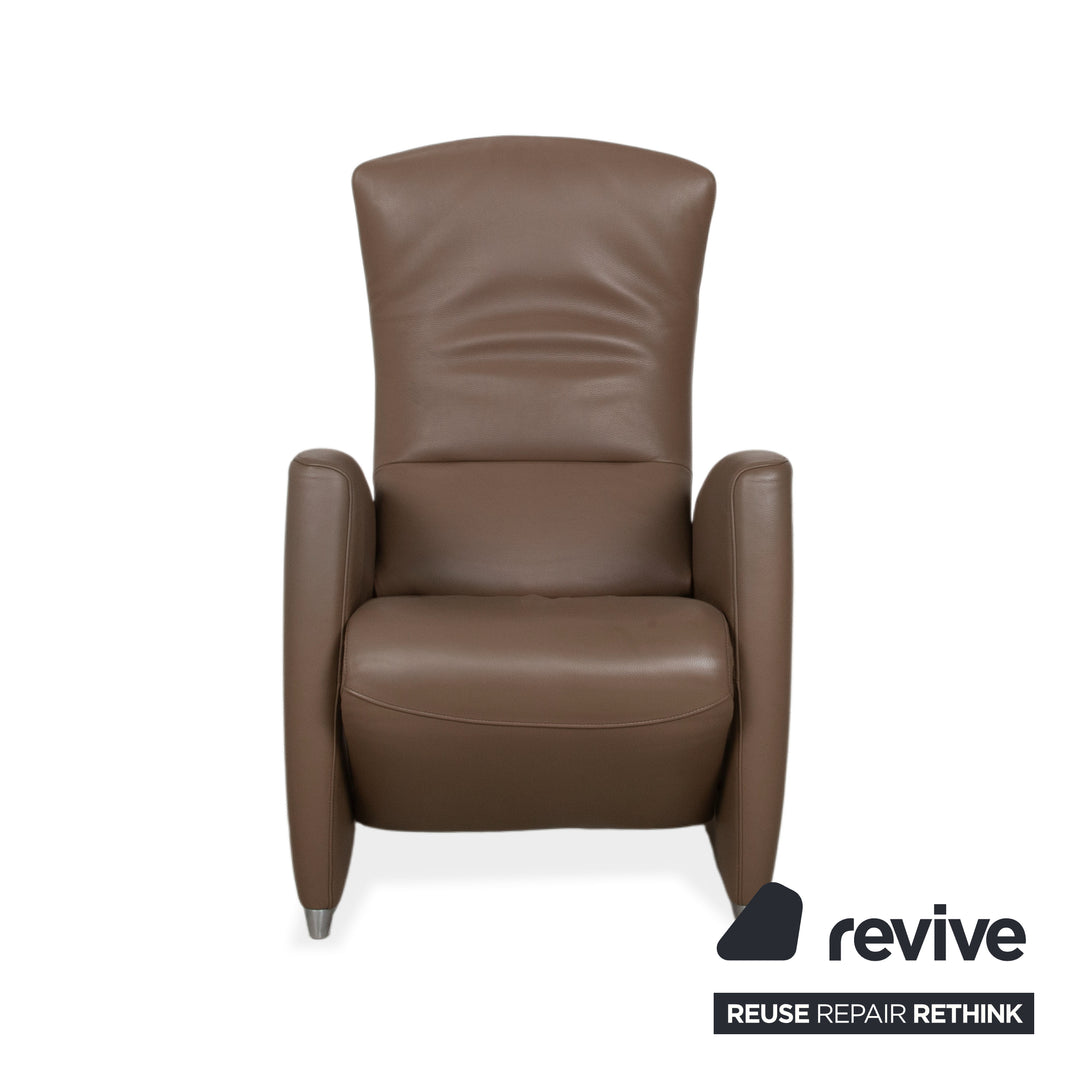 Jori Leather Armchair Brown Taupe Electric Reclining Function