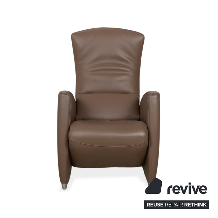 Jori Leather Armchair Brown Taupe Electric Reclining Function