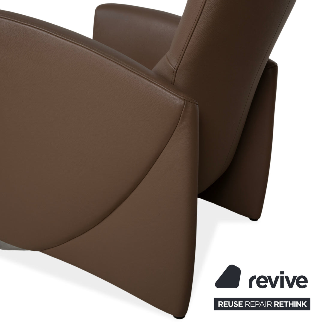 Jori Leather Armchair Brown Taupe Electric Reclining Function