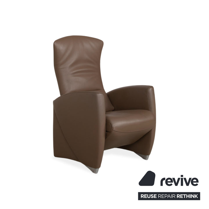 Jori Leather Armchair Brown Taupe Electric Reclining Function
