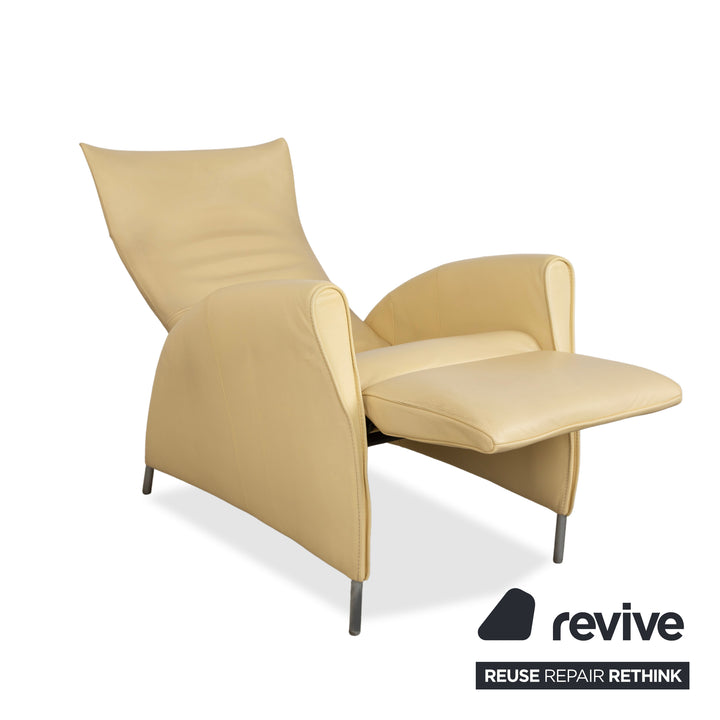 Fauteuil en cuir Jori jaune crème à commande manuelle