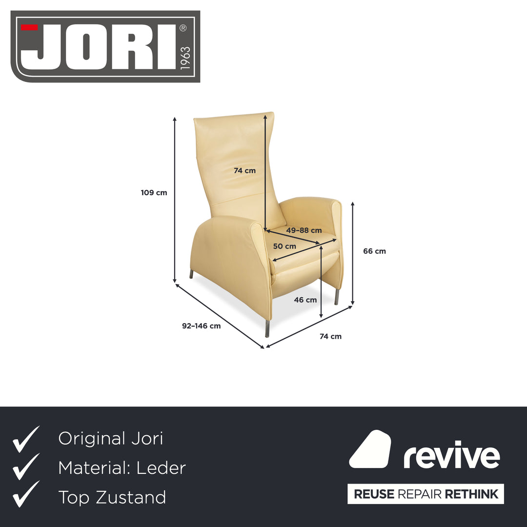 Fauteuil en cuir Jori jaune crème à commande manuelle