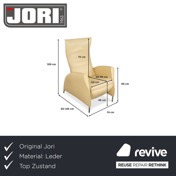 Fauteuil en cuir Jori jaune crème à commande manuelle