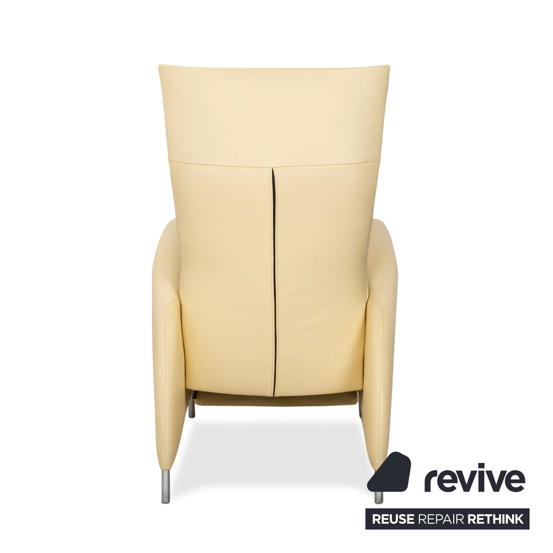 Fauteuil en cuir Jori jaune crème à commande manuelle