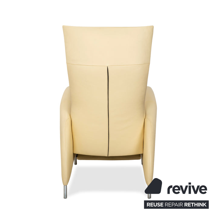 Fauteuil en cuir Jori jaune crème à commande manuelle