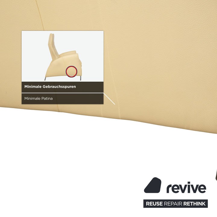 Fauteuil en cuir Jori jaune crème à commande manuelle