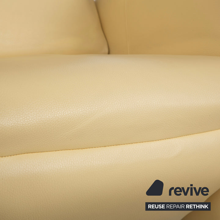 Fauteuil en cuir Jori jaune crème à commande manuelle