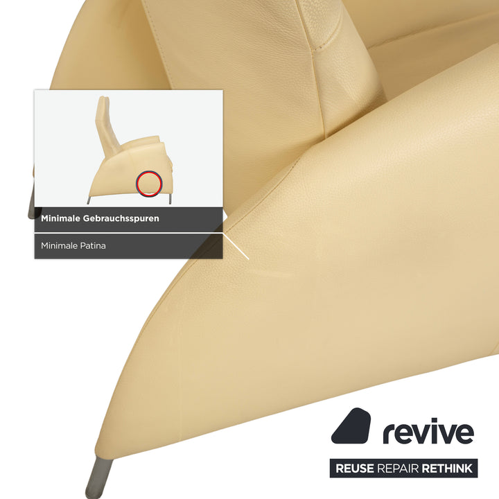 Fauteuil en cuir Jori jaune crème à commande manuelle