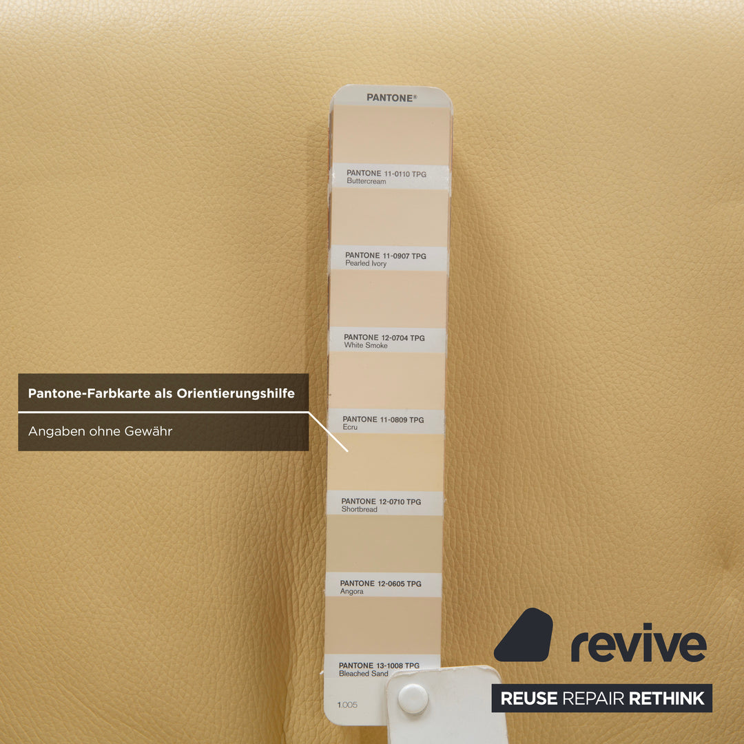 Fauteuil en cuir Jori jaune crème à commande manuelle