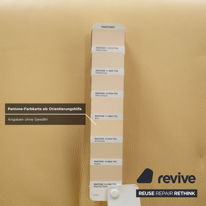 Fauteuil en cuir Jori jaune crème à commande manuelle