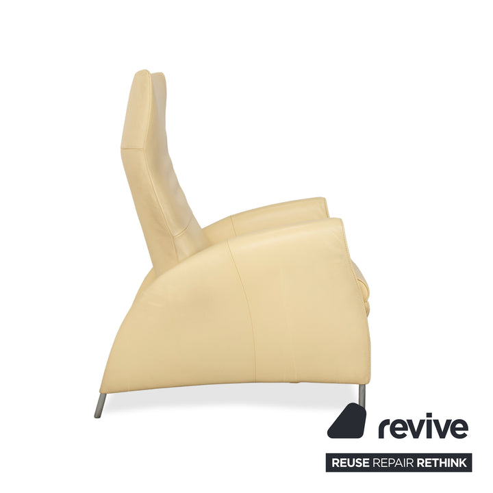 Fauteuil en cuir Jori jaune crème à commande manuelle