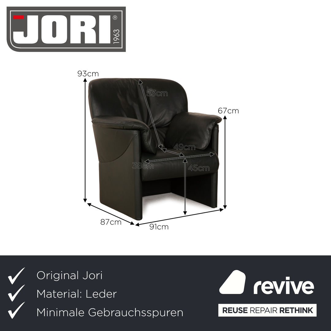 Fauteuil Jori en cuir vert foncé