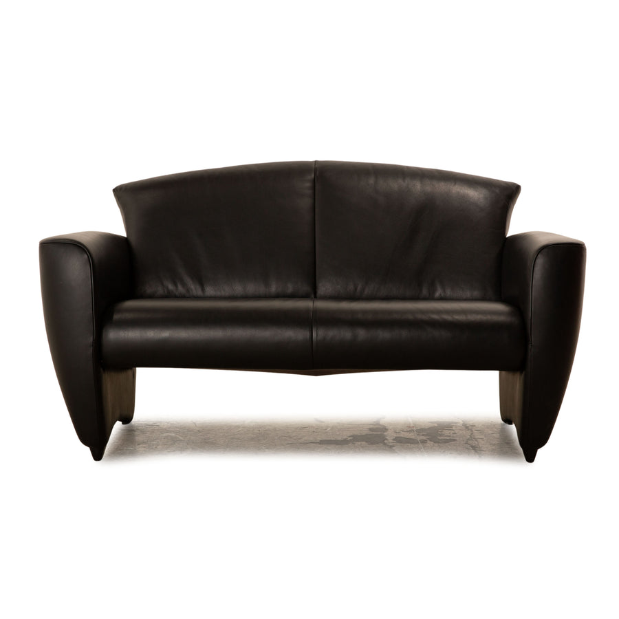 Jori Leather Two Seater Black Sofa Couch