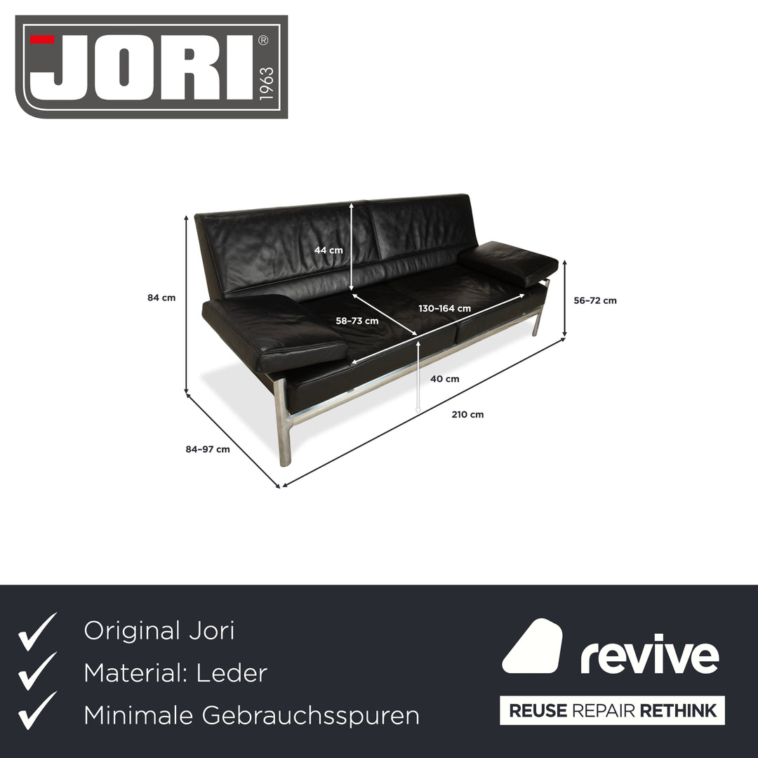 Jori Leder Zweisitzer Schwarz Sofa Couch manuelle Funktion