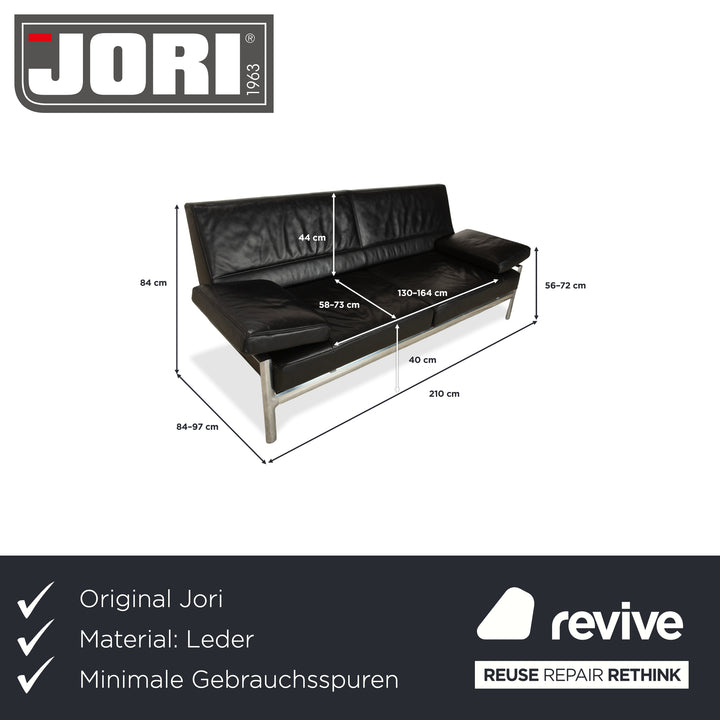 Jori Leder Zweisitzer Schwarz Sofa Couch manuelle Funktion