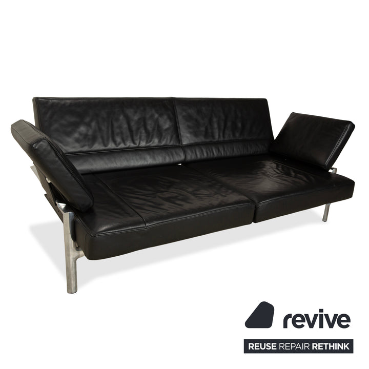 Jori Leder Zweisitzer Schwarz Sofa Couch manuelle Funktion