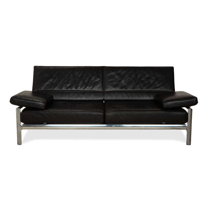 Jori Leder Zweisitzer Schwarz Sofa Couch manuelle Funktion