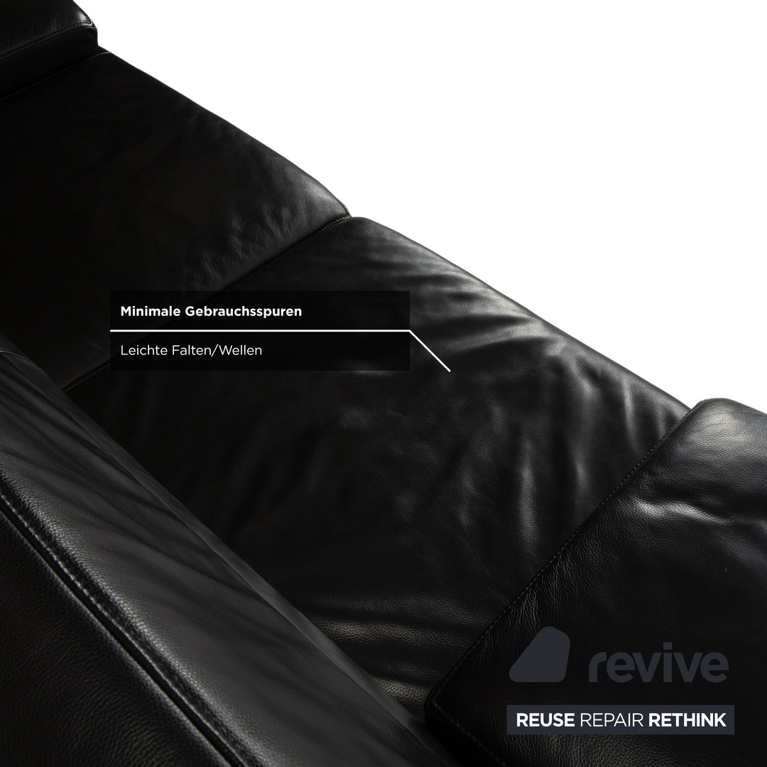 Jori Leder Zweisitzer Schwarz Sofa Couch manuelle Funktion