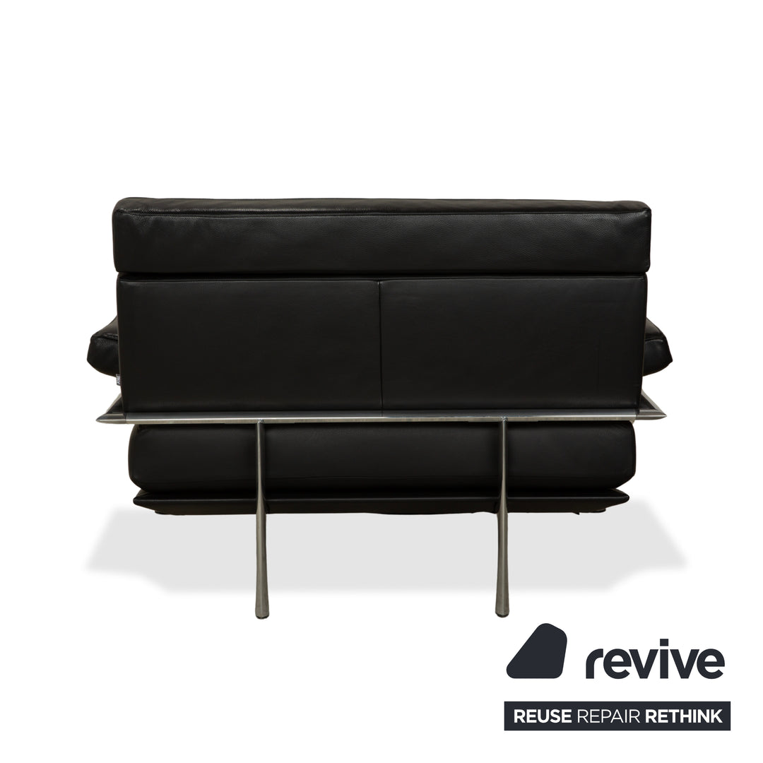 Fauteuil deux places en cuir Jori, canapé noir, fonction manuelle