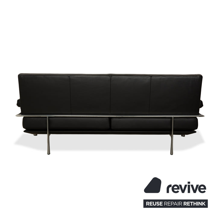 Fauteuil deux places en cuir Jori, canapé noir, fonction manuelle