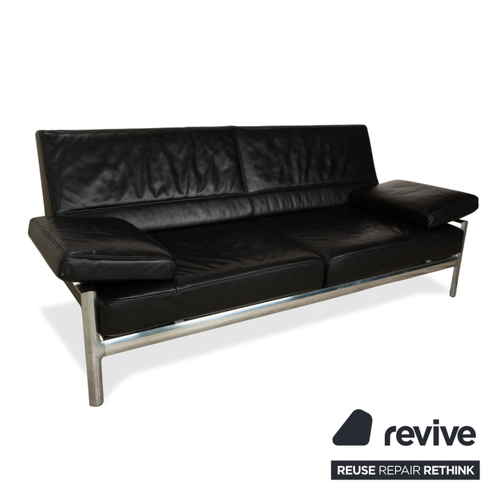 Fauteuil deux places en cuir Jori, canapé noir, fonction manuelle