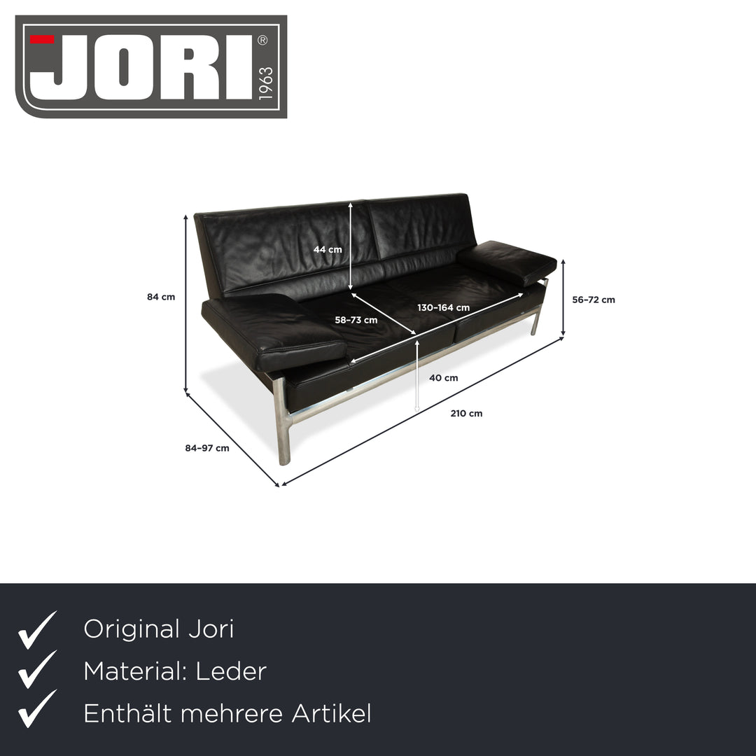 Fauteuil deux places en cuir Jori, canapé noir, fonction manuelle