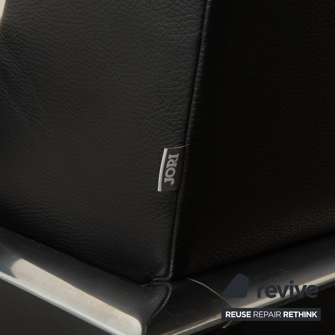 Fauteuil deux places en cuir Jori, canapé noir, fonction manuelle