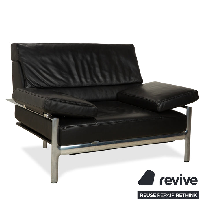 Fauteuil deux places en cuir Jori, canapé noir, fonction manuelle