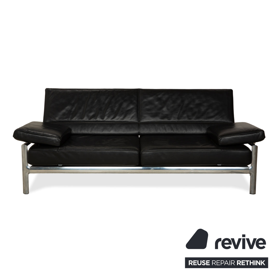 Fauteuil deux places en cuir Jori, canapé noir, fonction manuelle