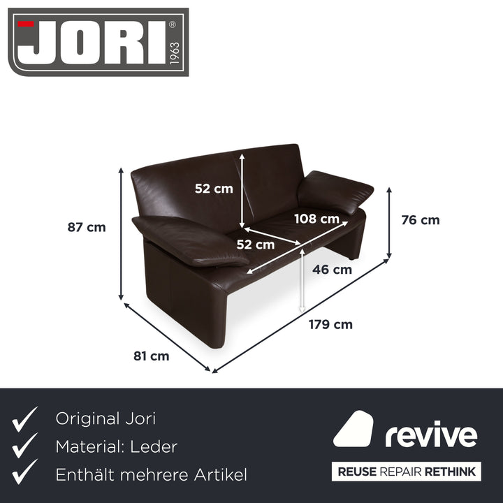 Jori Linea Garnitur Leder 2x Zweisitzer Braun manuelle Funktion Sofa Couch