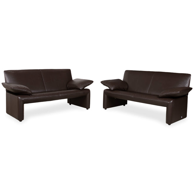 Jori Linea Two-seater Sofa, Brown Leather, Manual Function
