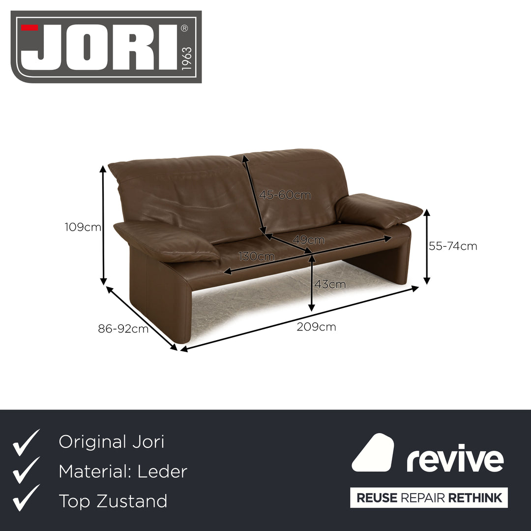 Jori Linea JR-8780 Leder Zweisitzer Braun manuelle Funktion Sofa Couch