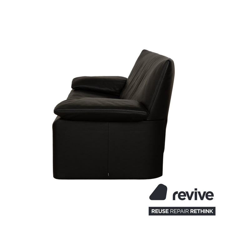 Jori Linea Leder 2x Zweisitzer mit Hocker Schwarz manuelle Funktion Sofa Couch