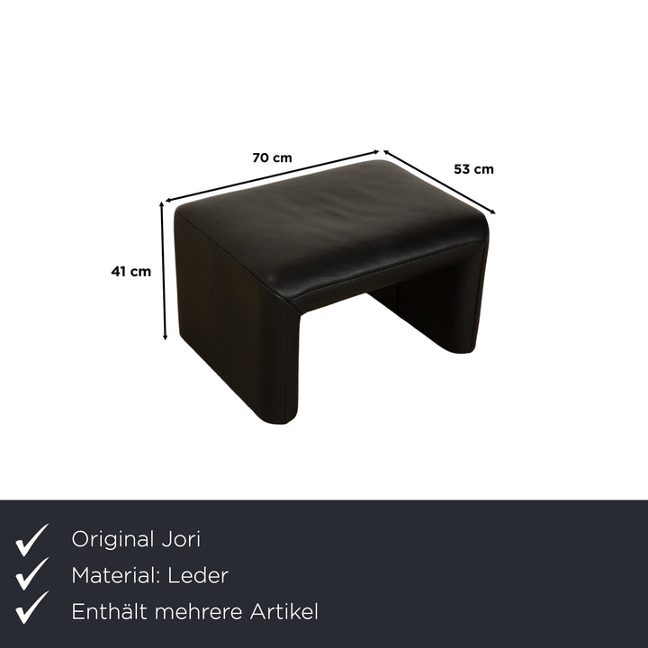 Jori Linea Leder 2x Zweisitzer mit Hocker Schwarz manuelle Funktion Sofa Couch