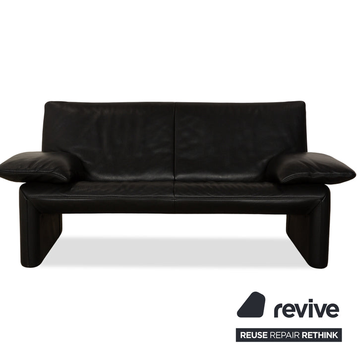 Jori Linea Leder 2x Zweisitzer mit Hocker Schwarz manuelle Funktion Sofa Couch