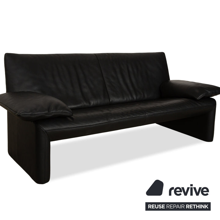 Jori Linea Leder 2x Zweisitzer mit Hocker Schwarz manuelle Funktion Sofa Couch