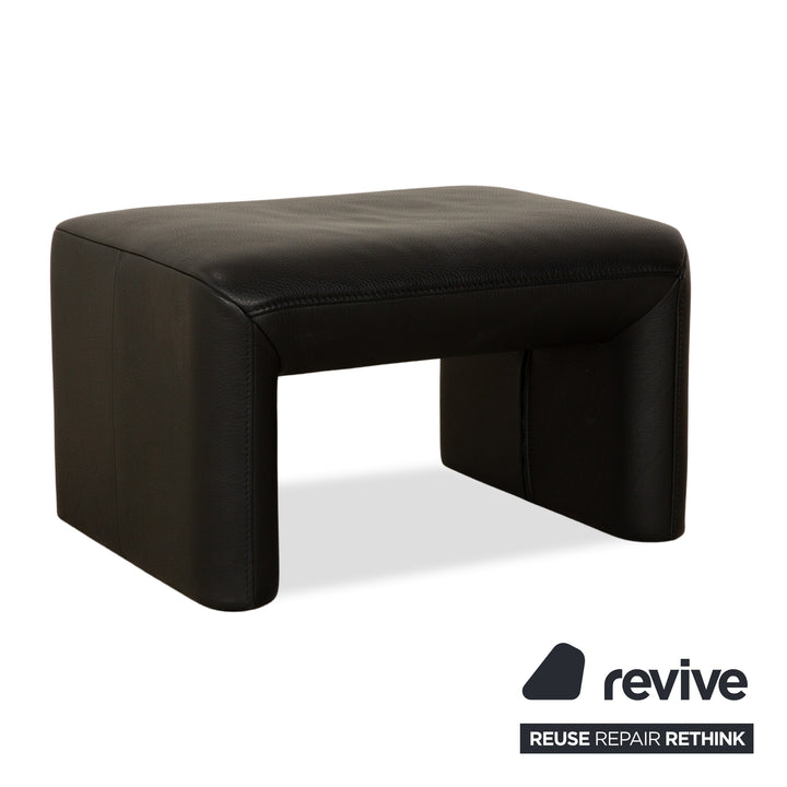 Jori Linea Leder 2x Zweisitzer mit Hocker Schwarz manuelle Funktion Sofa Couch
