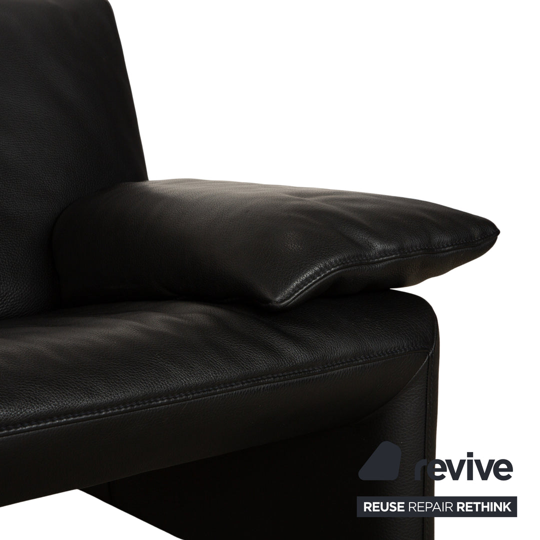 Jori Linea Leder 2x Zweisitzer mit Hocker Schwarz manuelle Funktion Sofa Couch