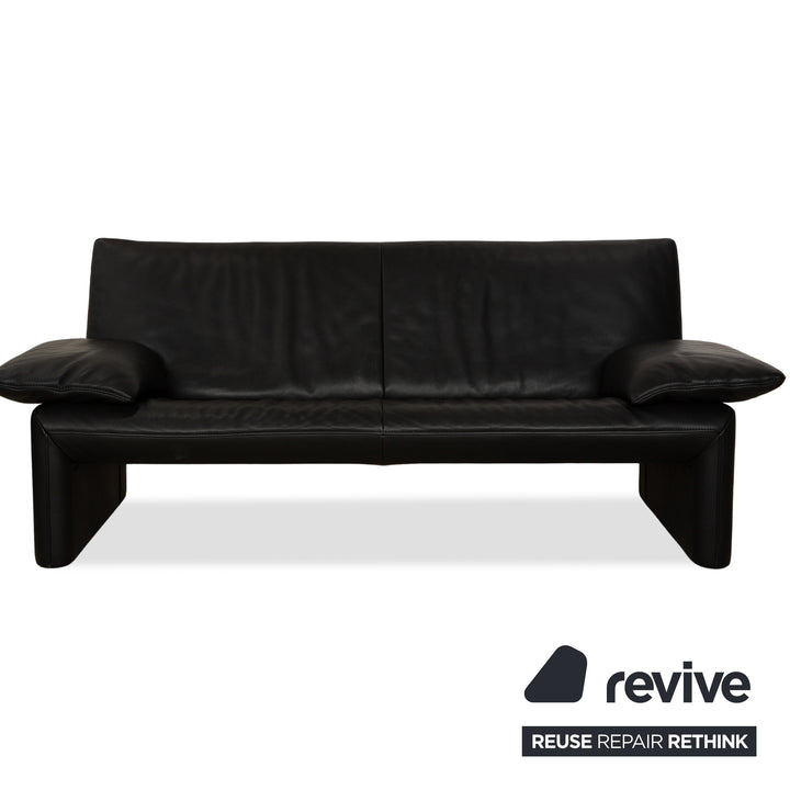 Jori Linea Leder 2x Zweisitzer mit Hocker Schwarz manuelle Funktion Sofa Couch
