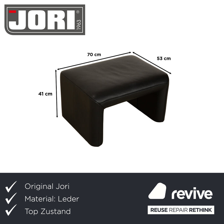 Jori Linea Leder Hocker Schwarz