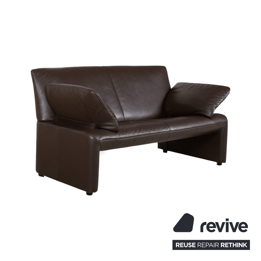 Jori Linea Leather Two-Seater Brown Manual Function Sofa