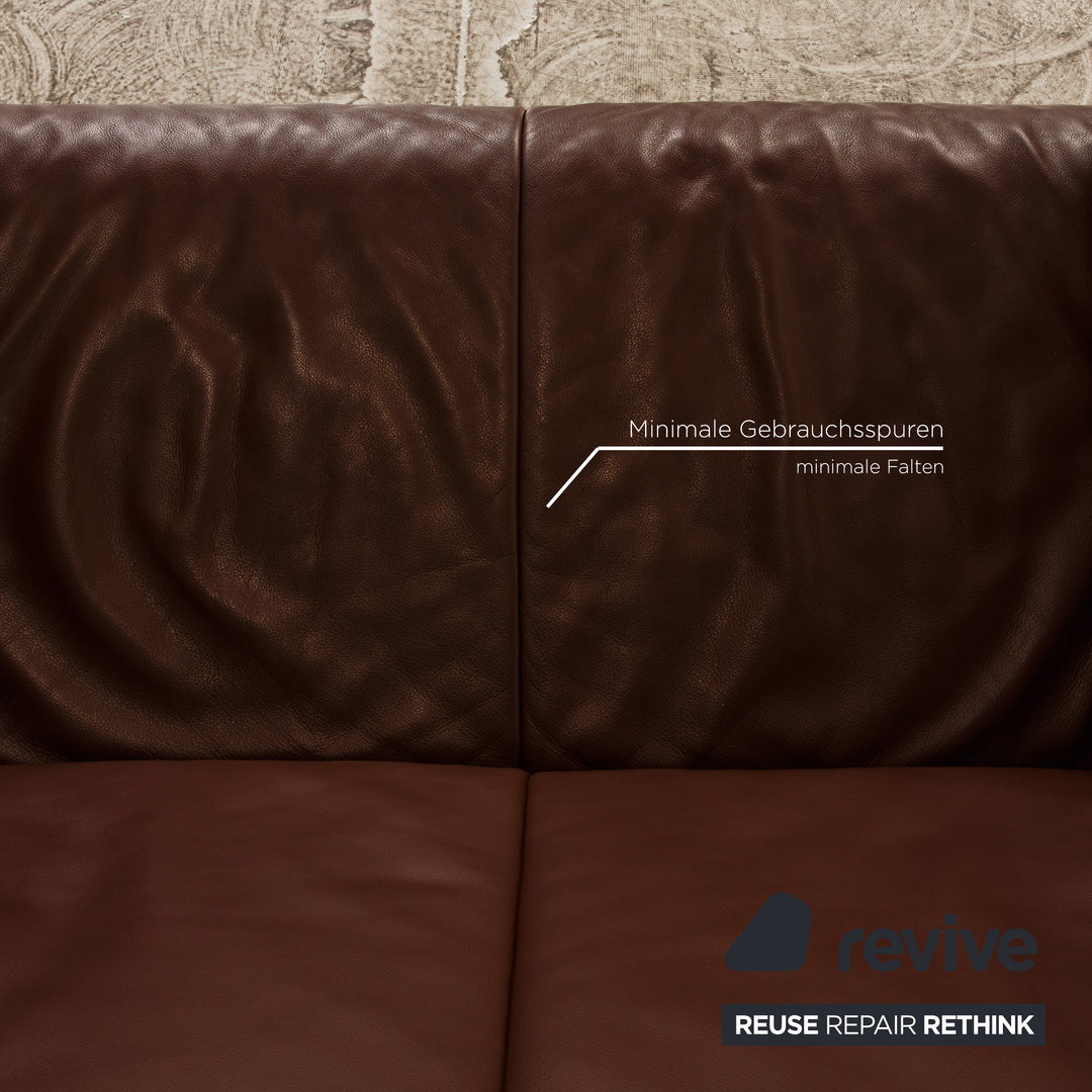 Jori Linea leather sofa set brown 2x two-seater brown sofa couch
