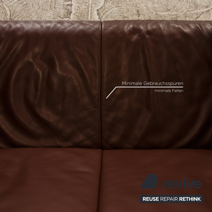 Jori Linea leather sofa set brown 2x two-seater brown sofa couch