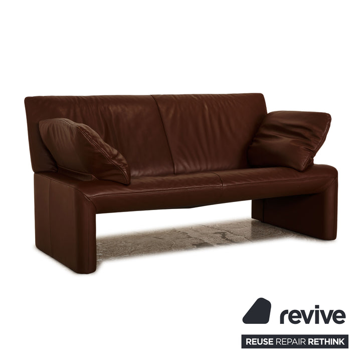 Jori Linea leather sofa set brown 2x two-seater brown sofa couch