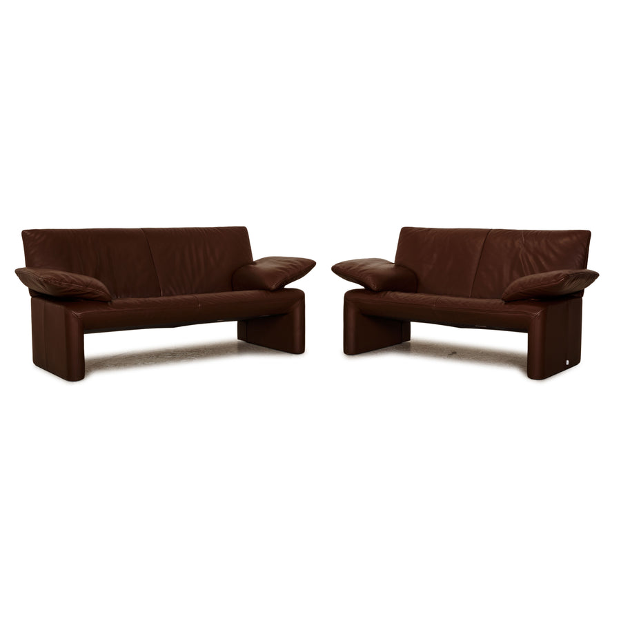 Jori Linea leather sofa set brown 2x two-seater brown sofa couch