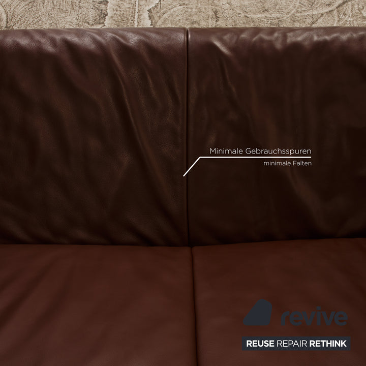 Jori Linea leather sofa set brown 2x two-seater brown sofa couch