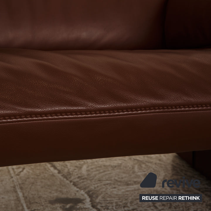 Jori Linea leather sofa set brown 2x two-seater brown sofa couch